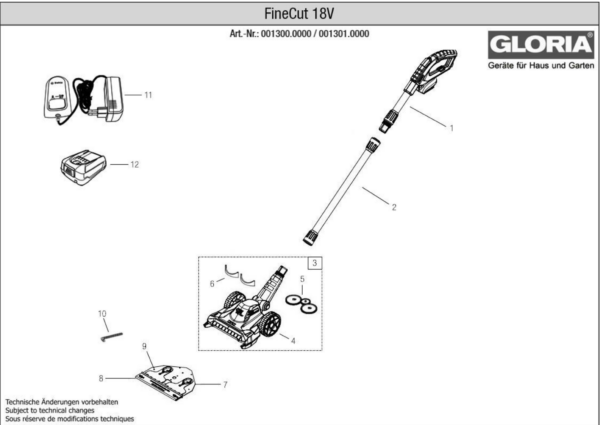Akku-Rasentrimmer GLORIA FineCut 18 V, Schnittbreite 25 cm