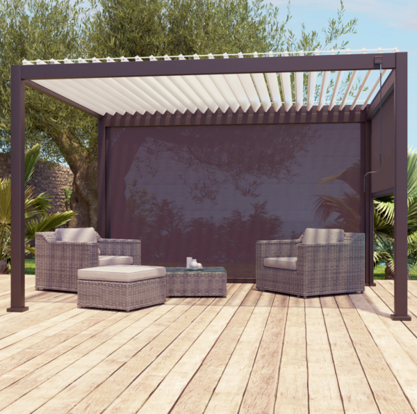 Freistehende bioklimatische Pergola PRIMA aus Aluminium, anthrazitgrau, 12 m²