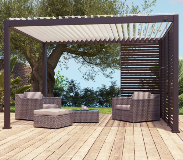 Freistehende bioklimatische Pergola PRIMA aus Aluminium, anthrazitgrau, 12 m²