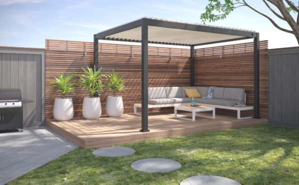 Freistehende bioklimatische Pergola PRIMA aus Aluminium, anthrazitgrau, 12 m²