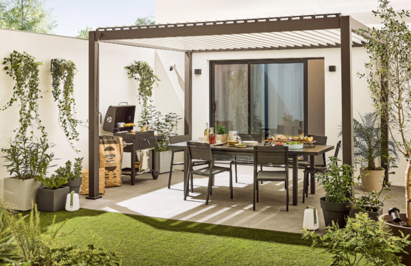 Freistehende bioklimatische Pergola PRIMA aus Aluminium, anthrazitgrau, 12 m²