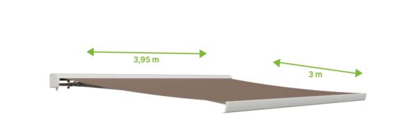Motorisierte Gelenkmarkise ZEFIR1, 3,95 × 3,0 m, Weiß
