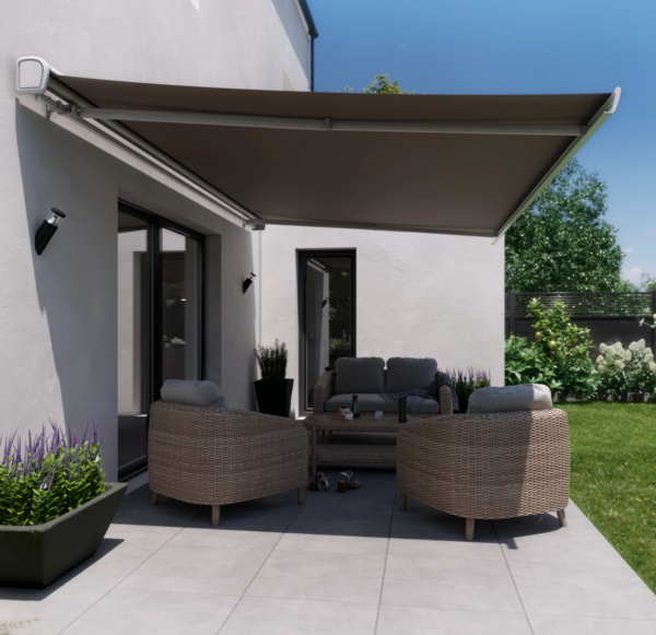 Motorisierte Gelenkmarkise ZEFIR1, 3,95 × 3,0 m, Weiß