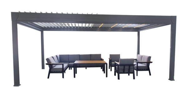 Freistehende bioklimatische Pergola aus Aluminium Ménéa – Grau | GREEN OUTSIDE – 18 m²