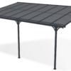Anbau-Carport aus Aluminium 5 × 3 m (15 m²) mit Polycarbonatdach 6 mm, UV-beständig, Anthrazitgrau – KLEO