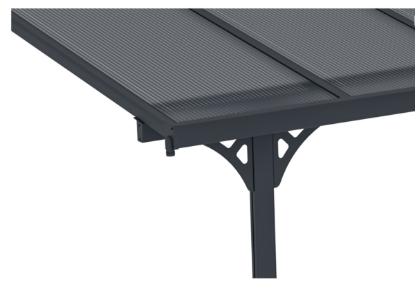 Anbau-Carport aus Aluminium 5 × 3 m (15 m²) mit Polycarbonatdach 6 mm, UV-beständig, Anthrazitgrau – KLEO