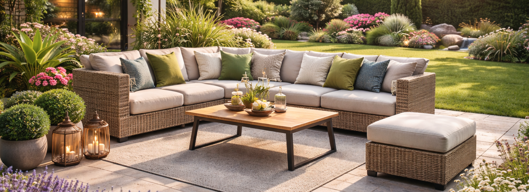 Gartenmöbel-Set aus Aluminium – Beige – 14 Sitzplätze