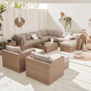 Gartenmöbel-Set aus Aluminium – Beige – 14 Sitzplätze