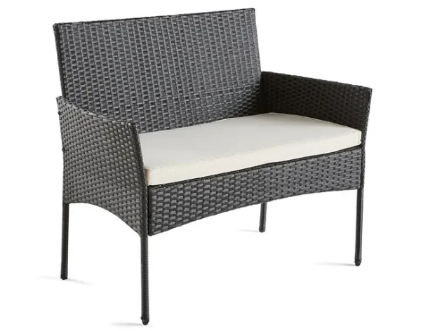 Gartenmöbel-Set für 4 Personen aus Polyrattan schwarz/weiß – Modell Marbella – Best Mobilier