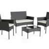 Gartenmöbel-Set für 4 Personen aus Polyrattan schwarz/weiß – Modell Marbella – Best Mobilier