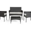 Gartenmöbel-Set für 4 Personen aus Polyrattan schwarz/weiß – Modell Marbella – Best Mobilier